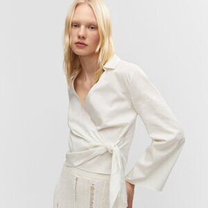 Wrap shirt with knot detail